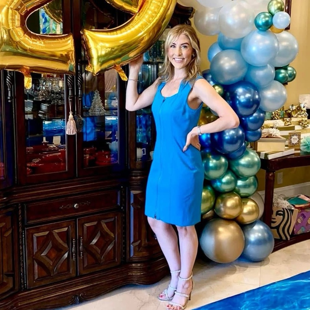 Cache Turquoise Zip-Front Midi Dress